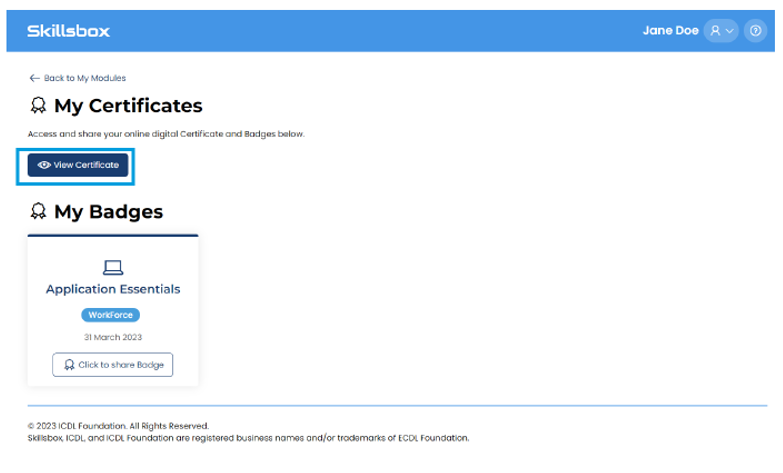 My Certificates on Skillsbox