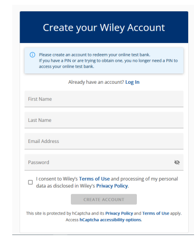 Wiley Registration Page