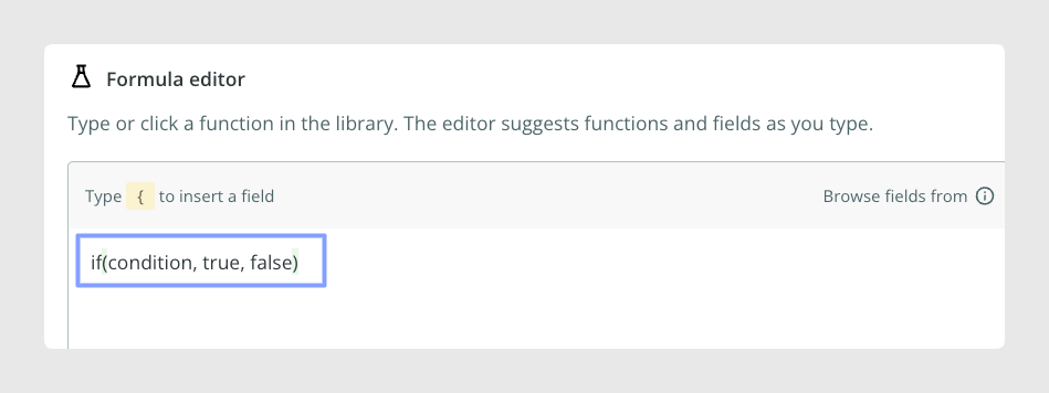 Función condicional insertada en el Editor de fórmulas