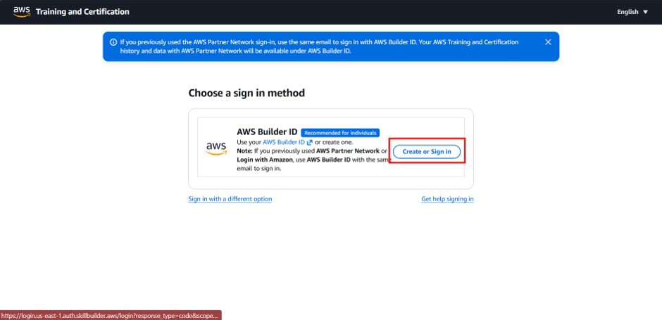 Signing into AWS