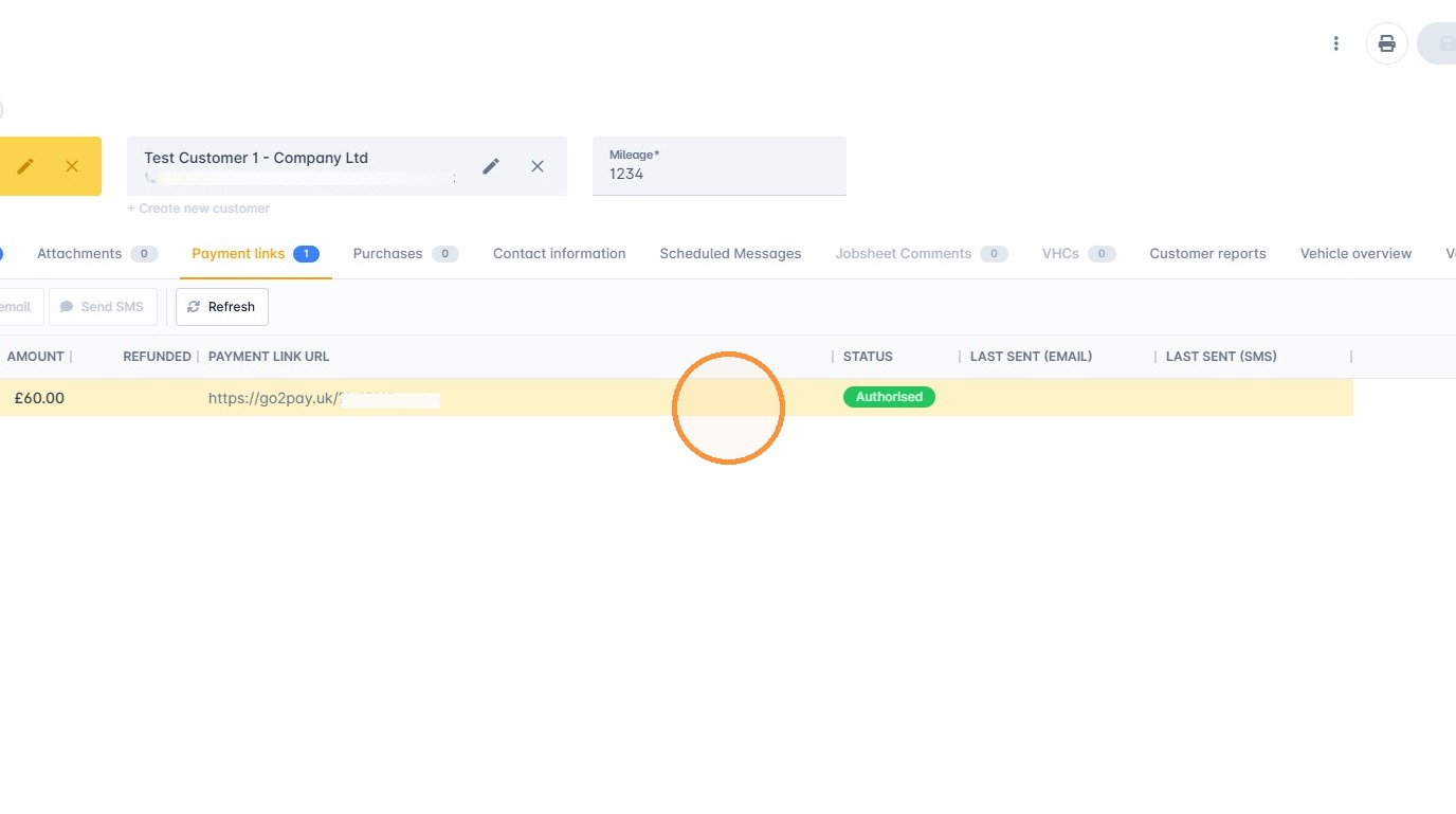 Payment link with Authorised status