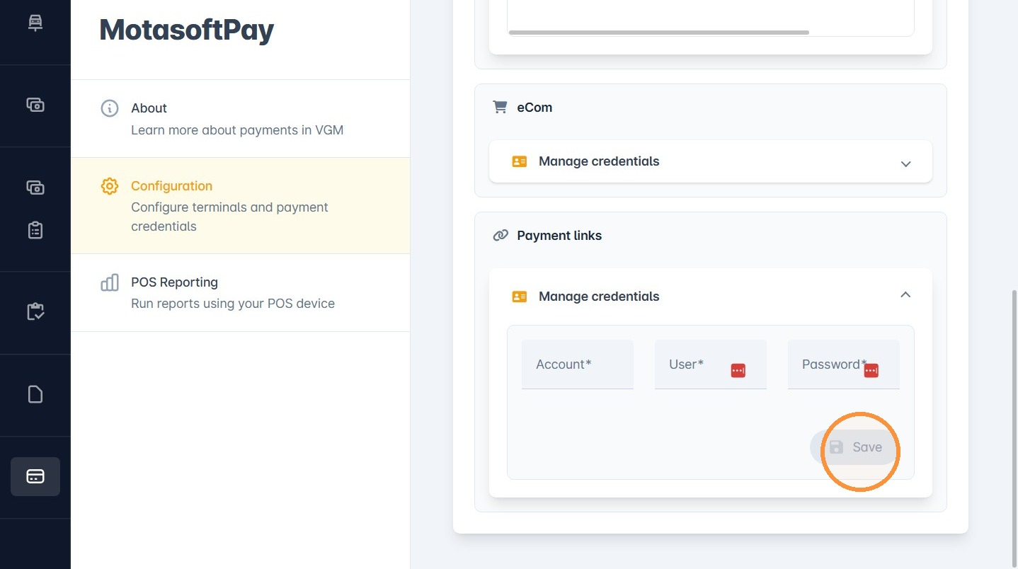 Payment link credentials form