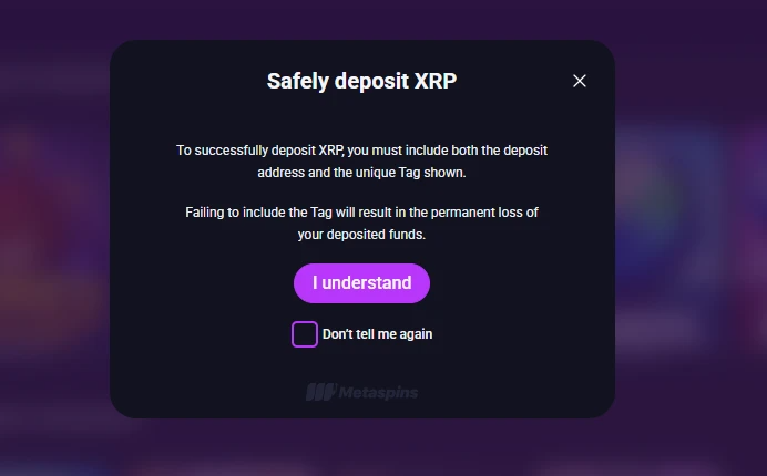 safely deposit XPR metaspins
