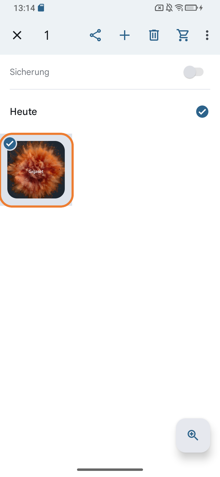 Screenshot vom Ordner mit gewünschtem Bild auswählen (halten)