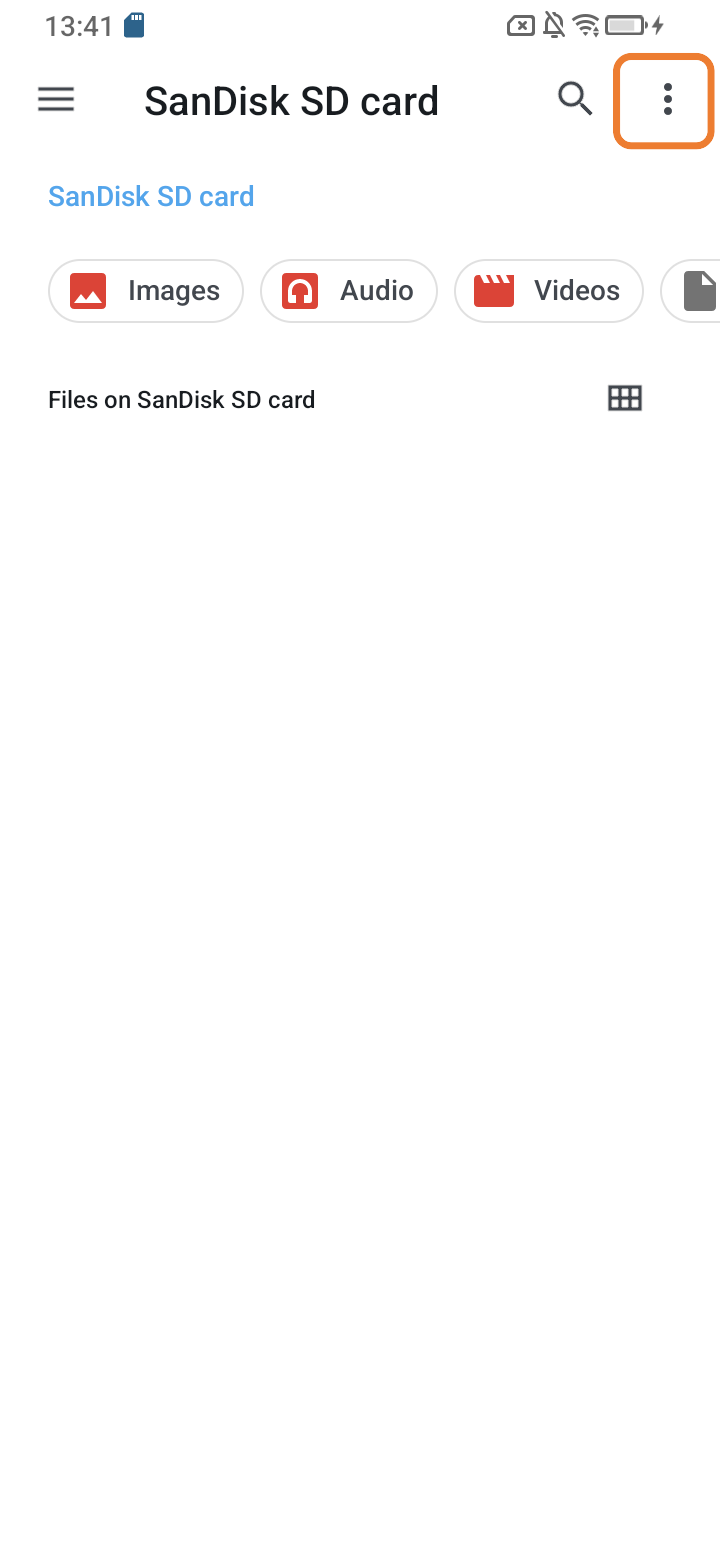 Screenshot from SD card 3 menu items selected