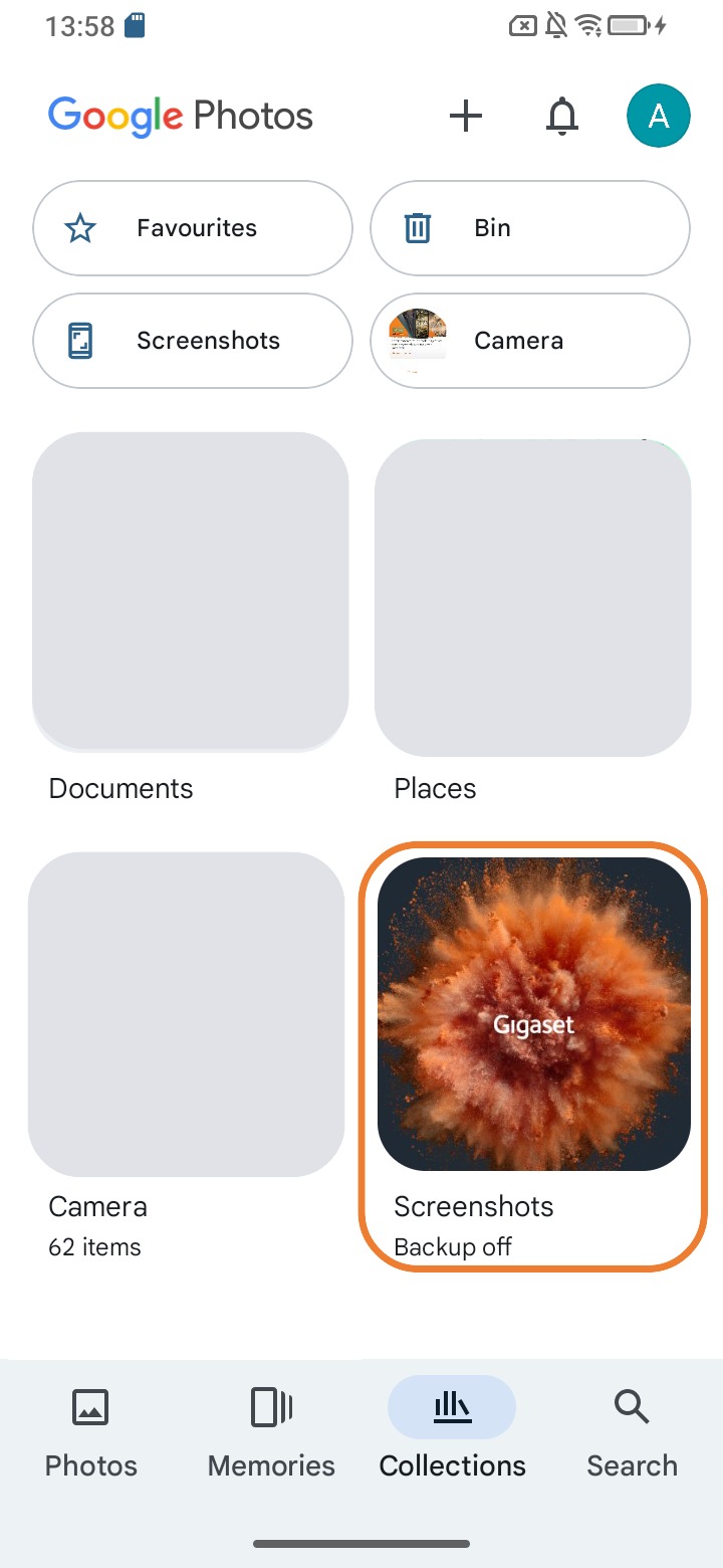 Screenshot of collection, desired folder selected