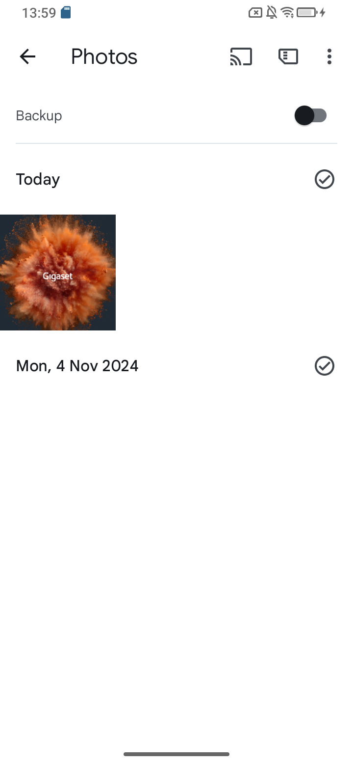 Screenshot of photo moved to SD card