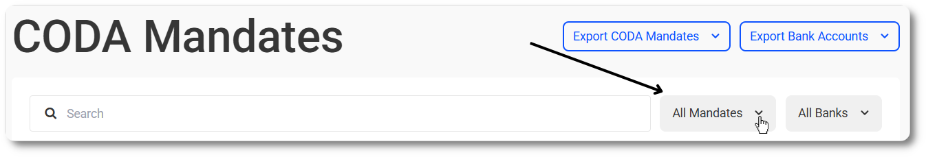 Filter CODA mandates on status