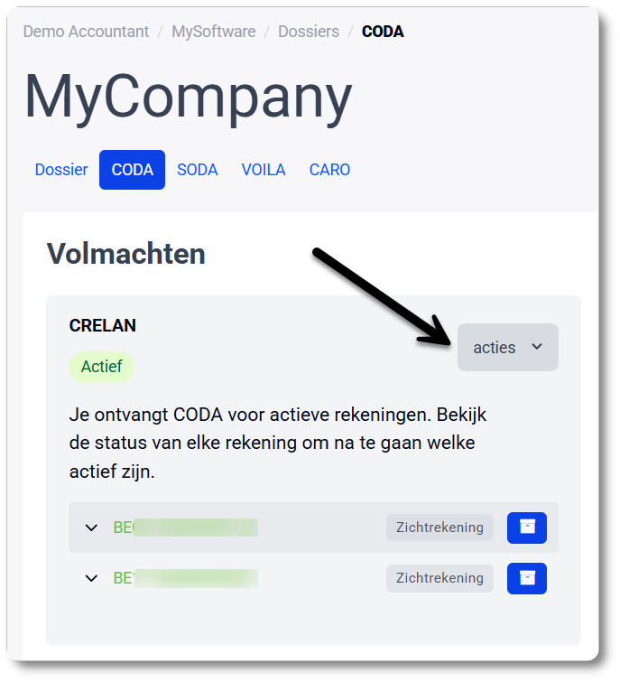 Een CODA-mandaat archiveren via MyCodabox