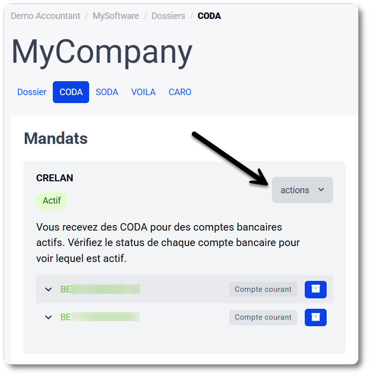 Archiver un mandat CODA via MyCodabox