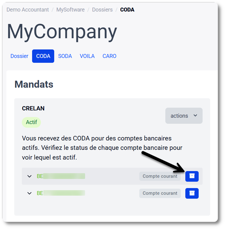 Archiver un compte via MyCodabox