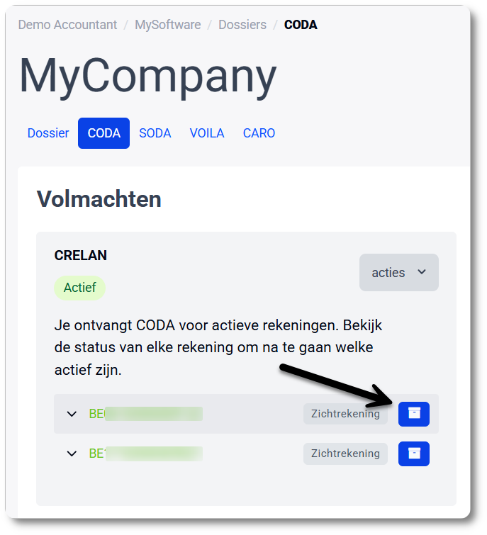Archiveer een rekening