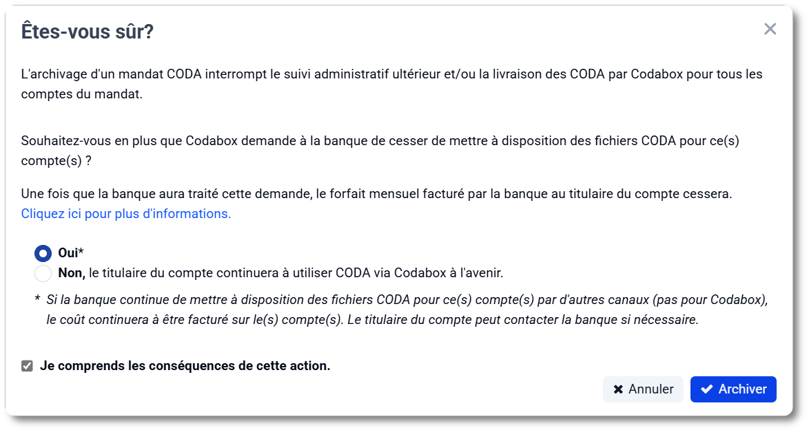 Archiver un mandat ING/BNP/Belfius via MyCodabox