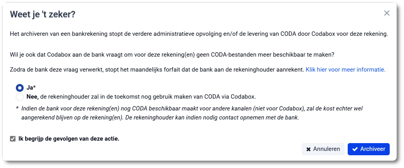 Een specifieke ING/BNP/Belfius-rekening archiveren via MyCodabox