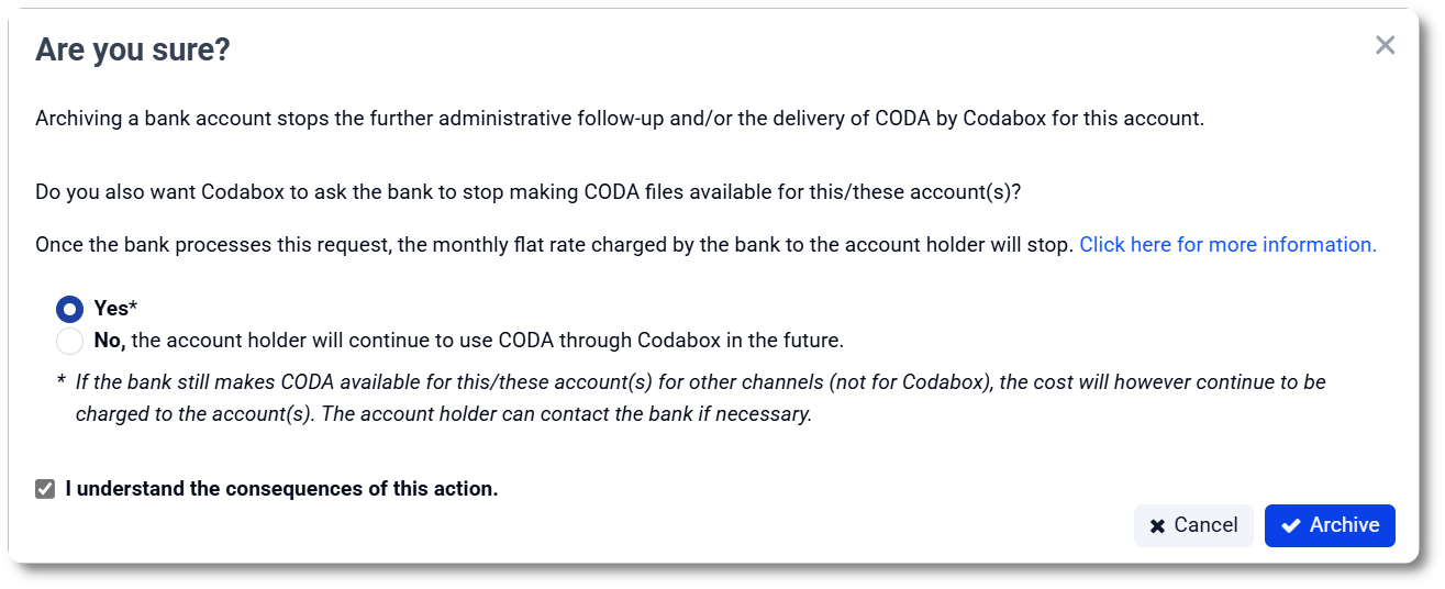 Archive a specific ING/BNP/Belfius account via MyCodabox