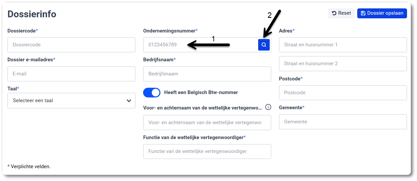 Gegevens op basis van ondernemingsnummer