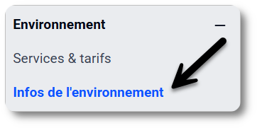 Modifier les infos de l'environnement