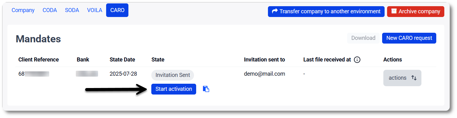 Activate CARO via the link