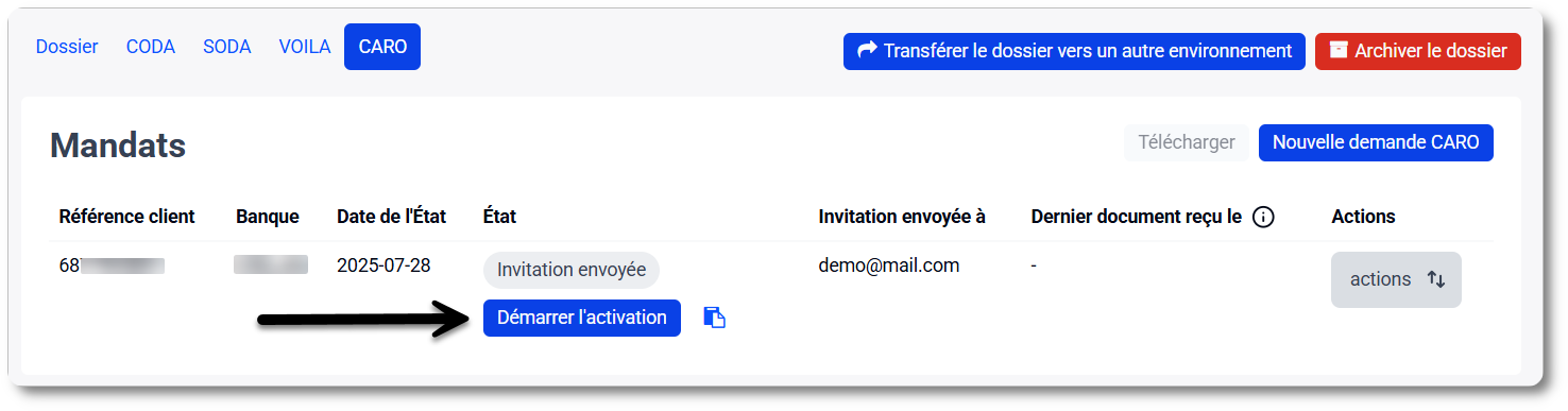 Activer CARO via le lien