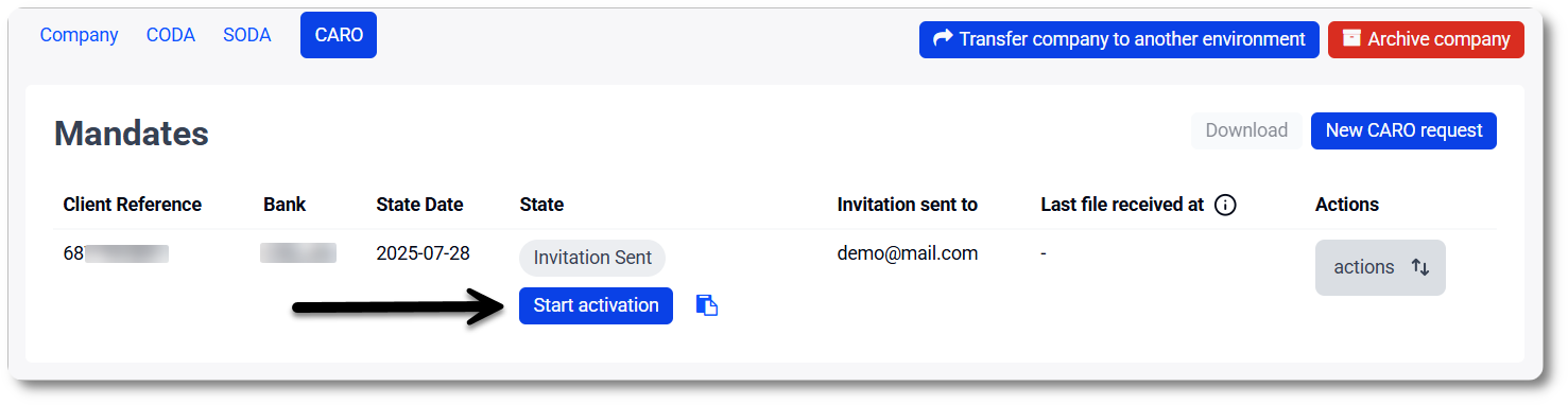 Activate CARO via the link