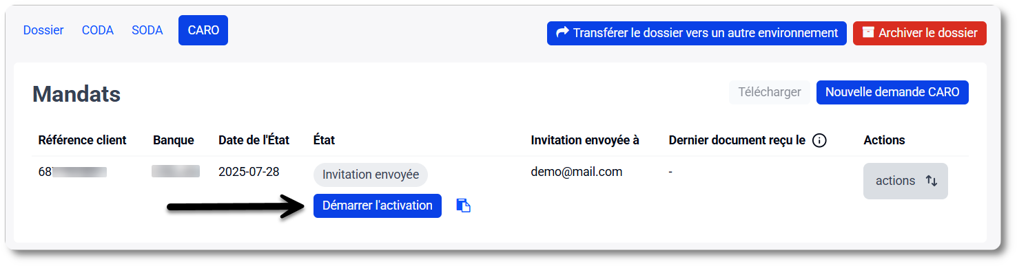 Activer CARO via le lien