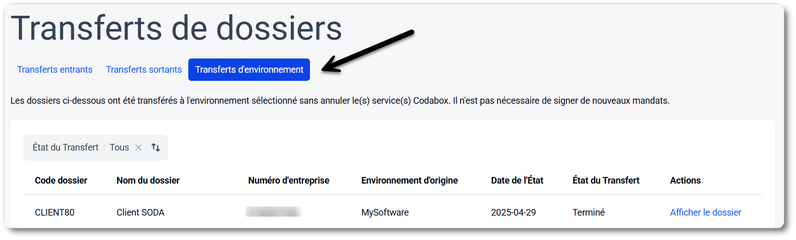 Suivre le statut du transfert d'un dossier via MyCodabox