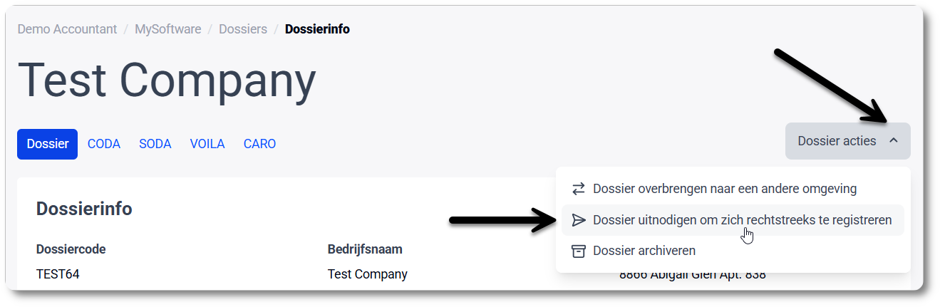 Dossier uitnodigen om zich te registreren