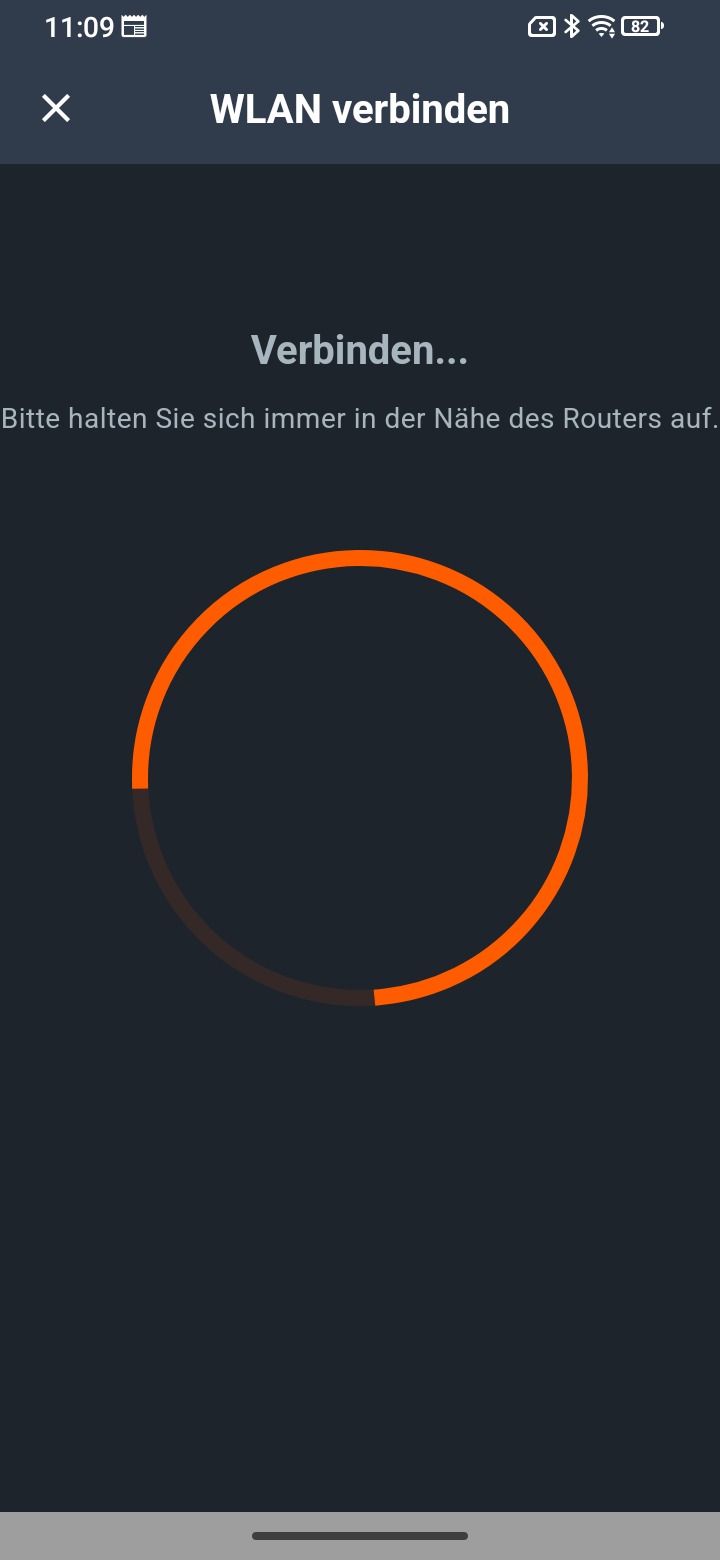 Statusbildschirm zur WLAN-Anmeldung.