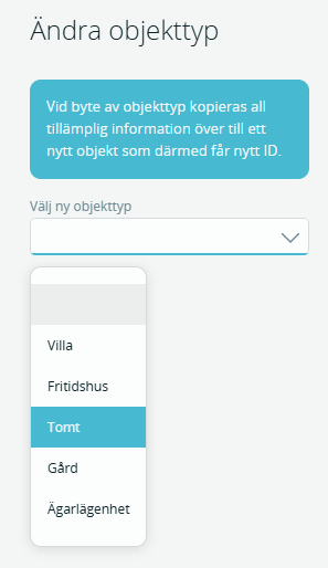 Ändra objekttyp