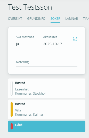 färgkoder på sökprofil