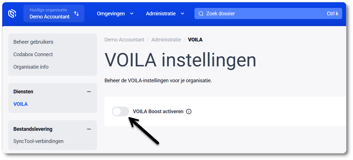 Schakelaar: VOILA Boost activeren