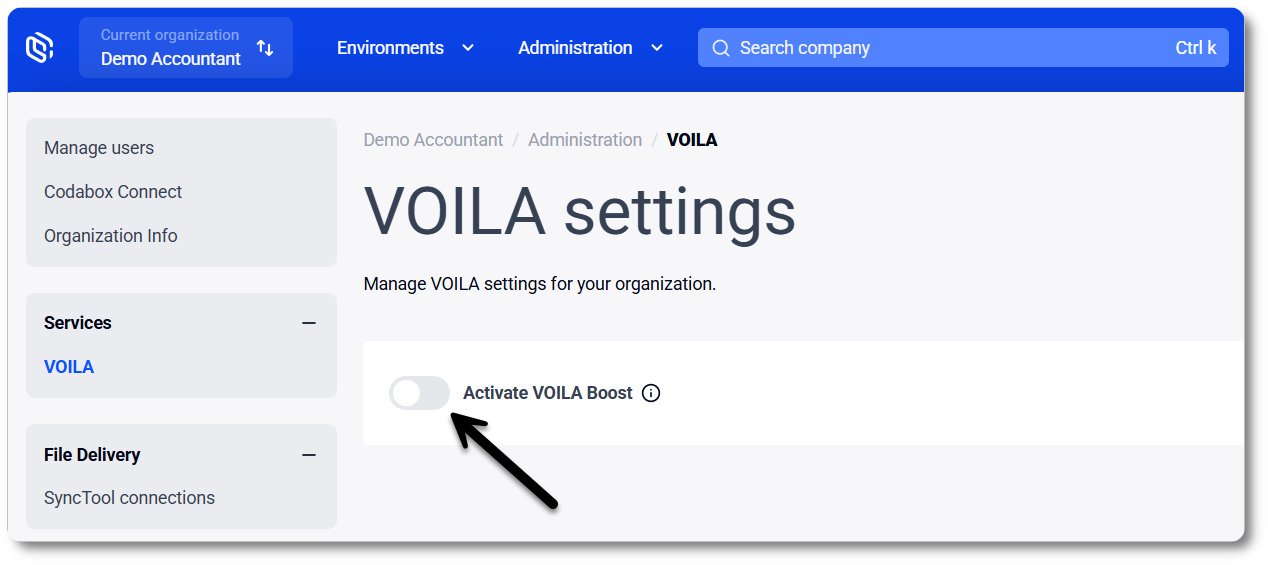 Toggle: enable VOILA Boost for your organization