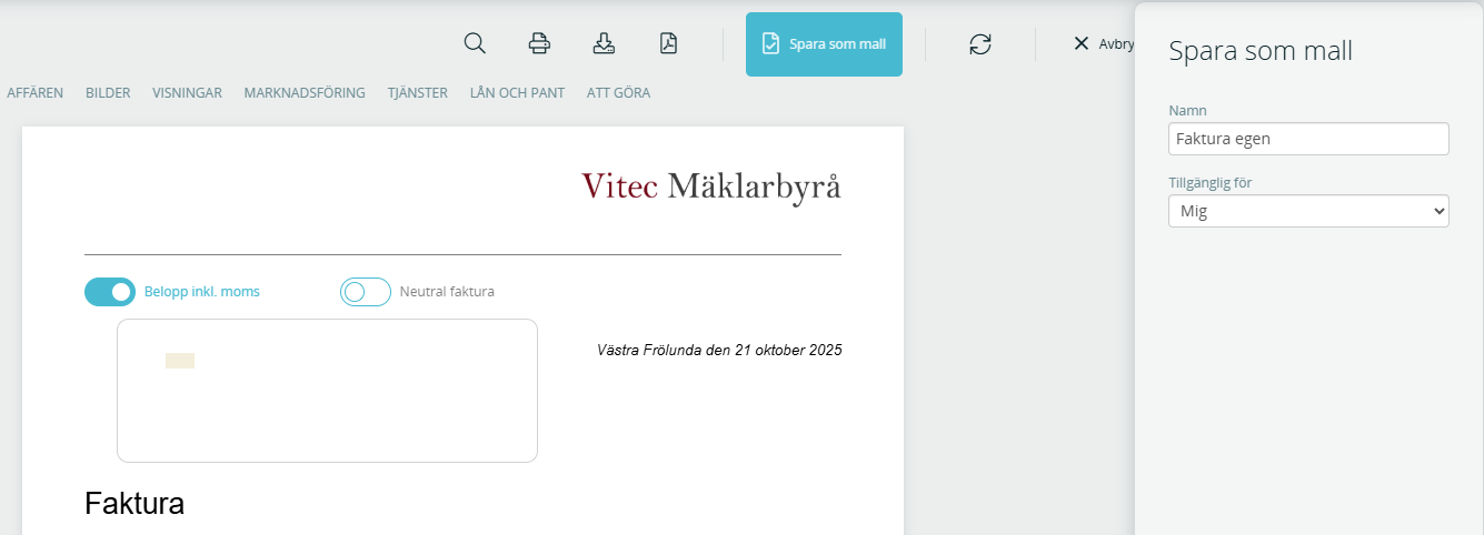Spara som mall