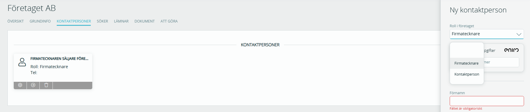 Lägga till firmatecknare på företag
