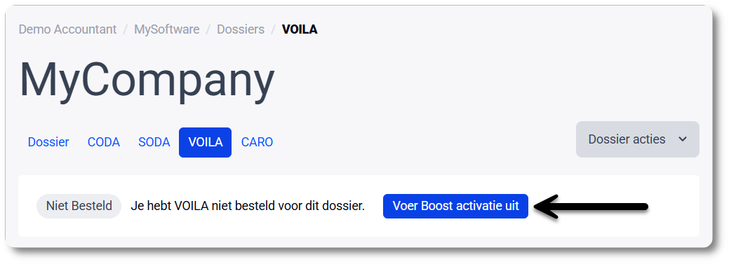 VOILA activeren via Boost voor 1 klant in MyCodabox