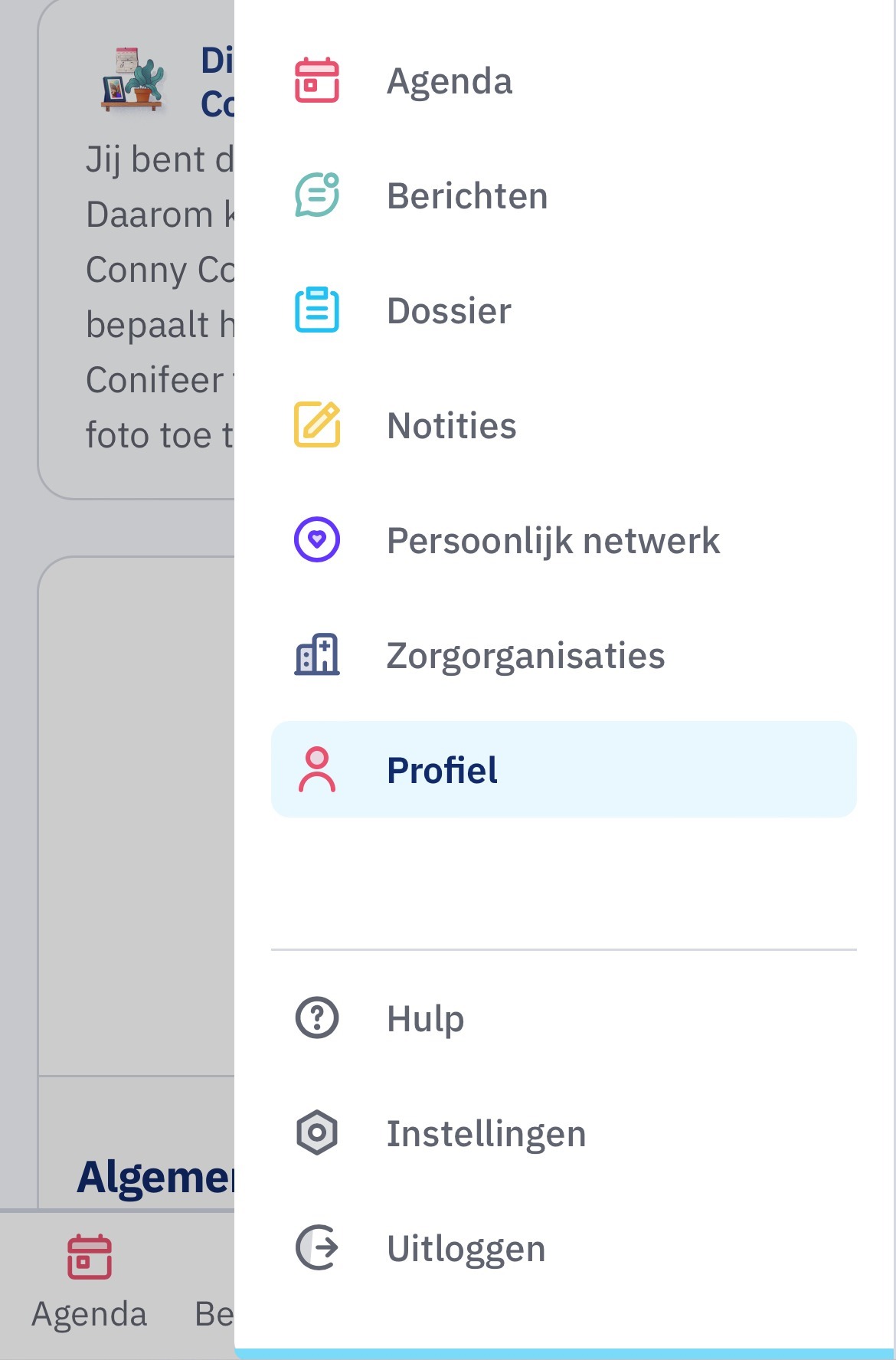 Extra menu op klein scherm