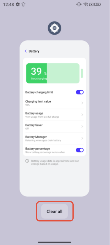 Screenshot of Task Manager, “Clear all” selected