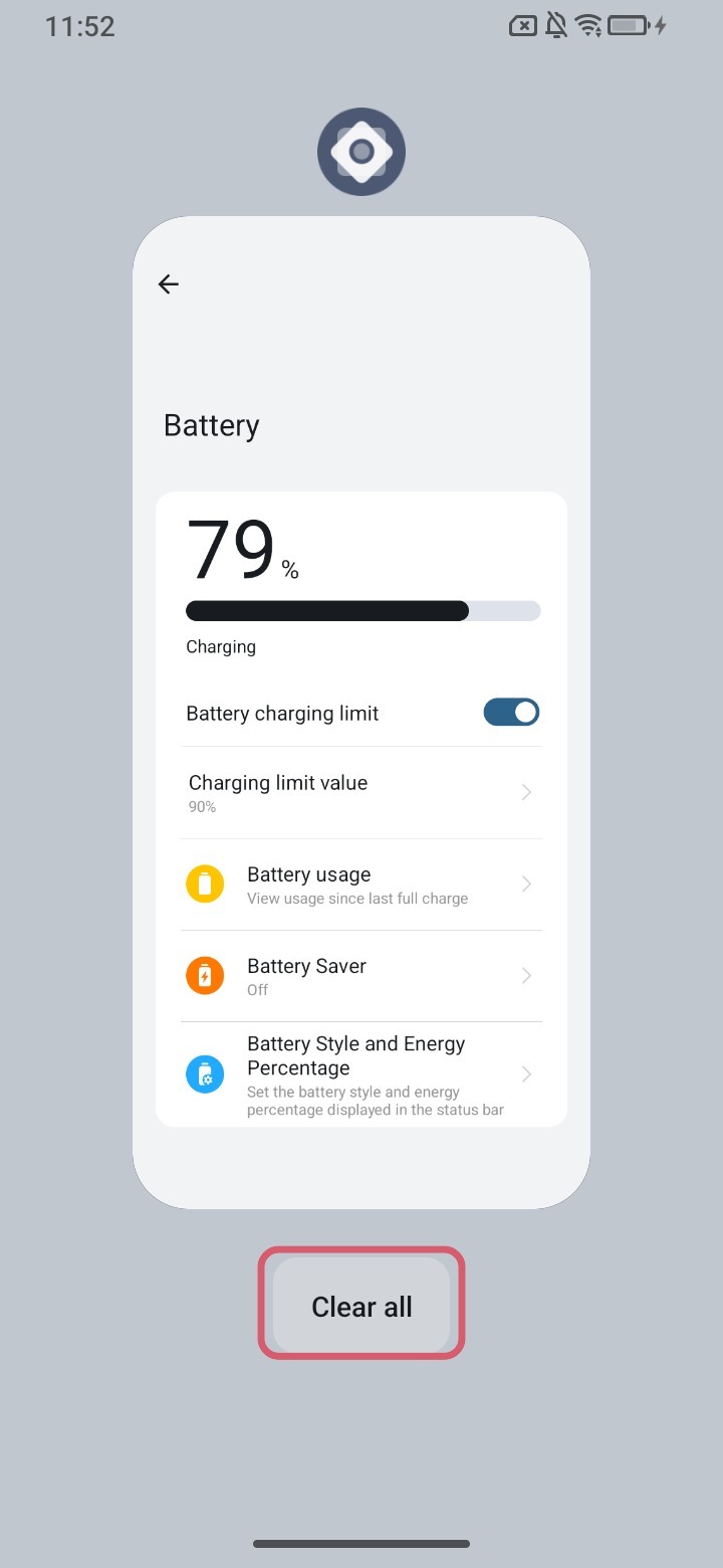Screenshot of Task Manager, “Clear all” selected
