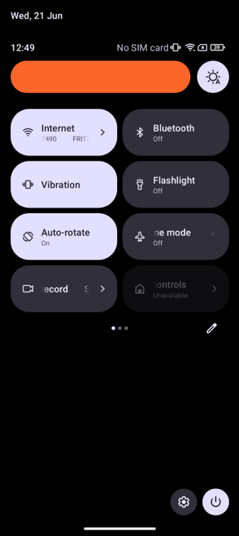 Screenshot of Quick Settings