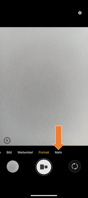 Screenshot von Kamera-App ‚‚Mehr" ausgewählt