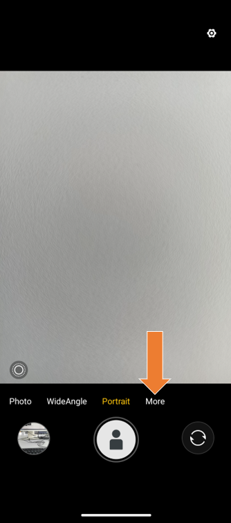 Screenshot of camera app “More” selected