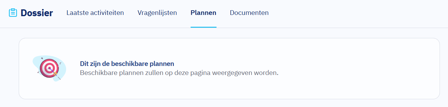 Tabblad Plannen in het dossier