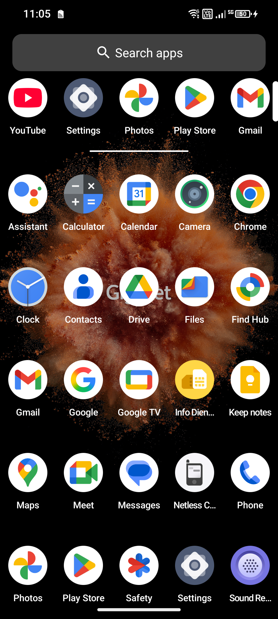 Screenshot of the preinstalled apps