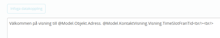 exempel på datakopplingar i sms-mall