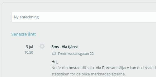 händelselogg på kontakt