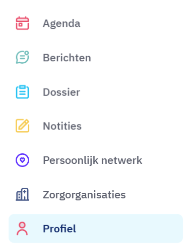 Hoofdmenu op groot scherm