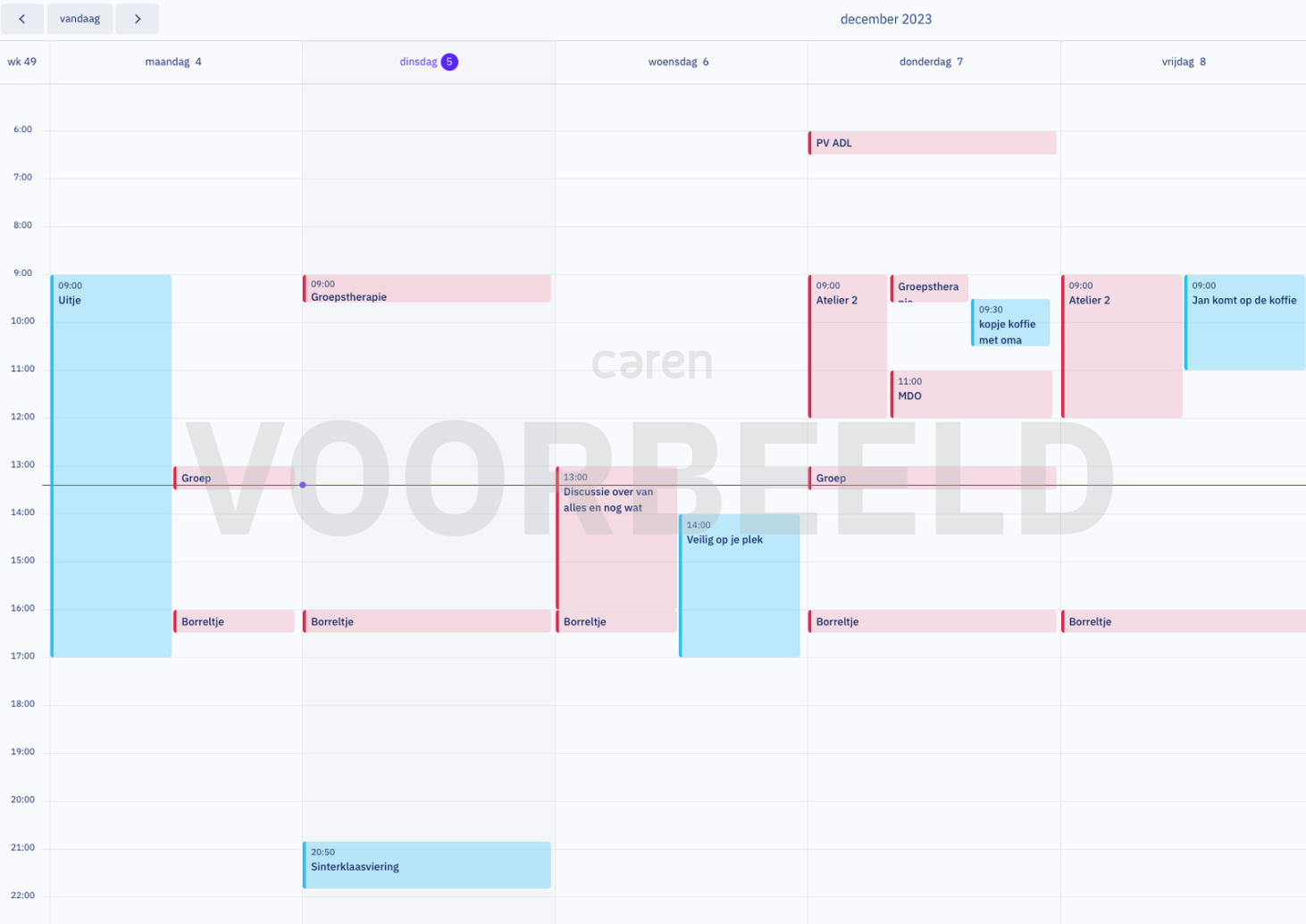 Agenda gebruiken in Caren