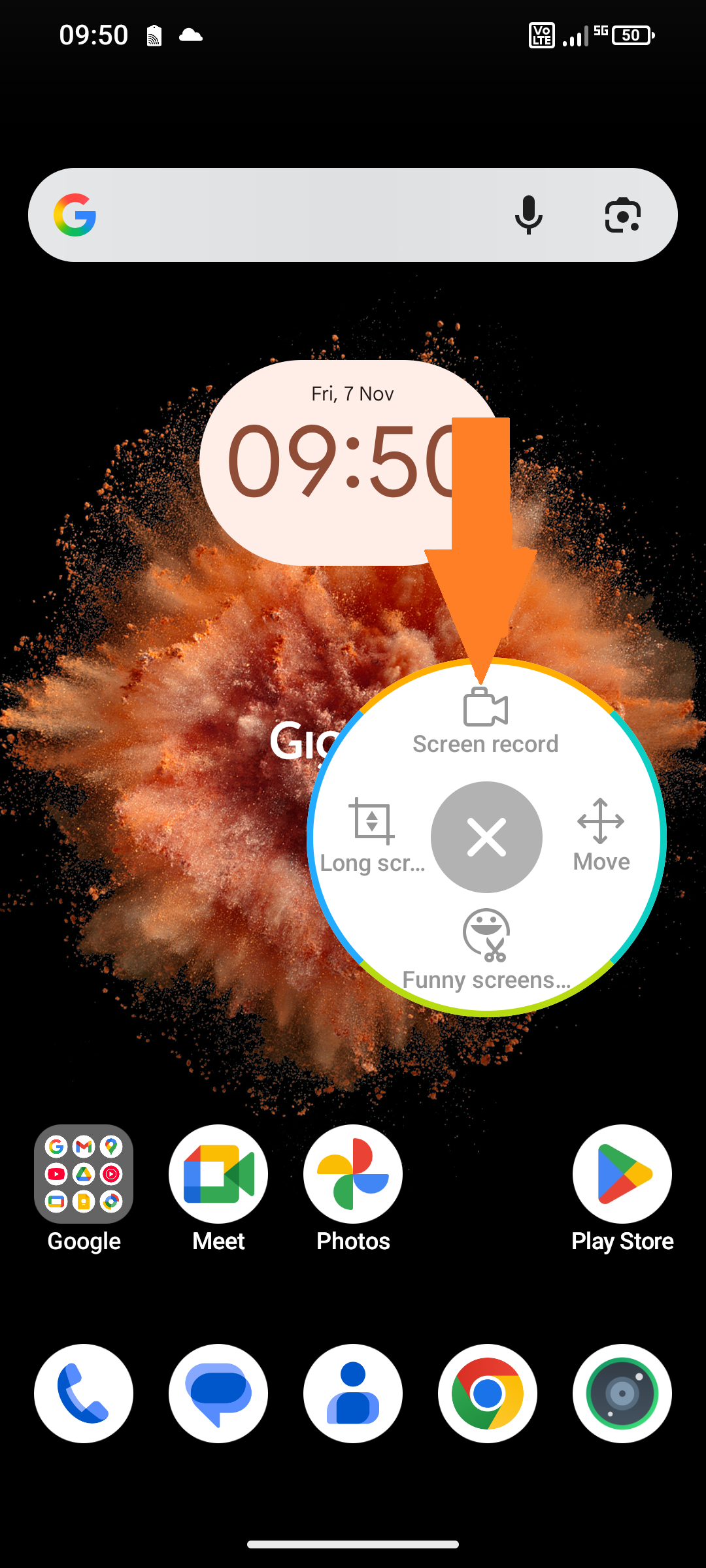 Screenshot of start screen with Super Screenshot “Screen Capture” selected