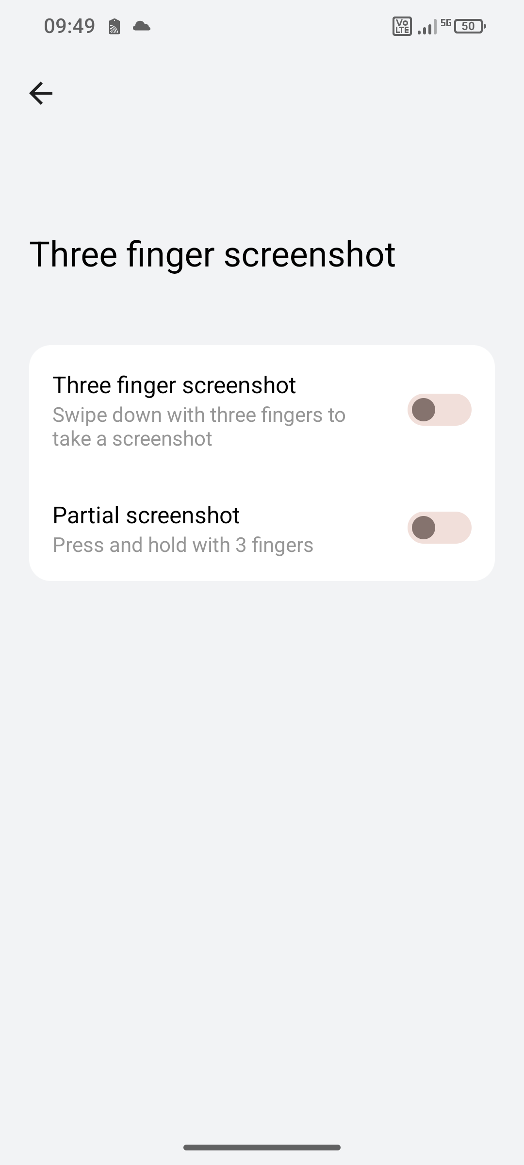 Screenshot of Three Finger Screenshot, Settings