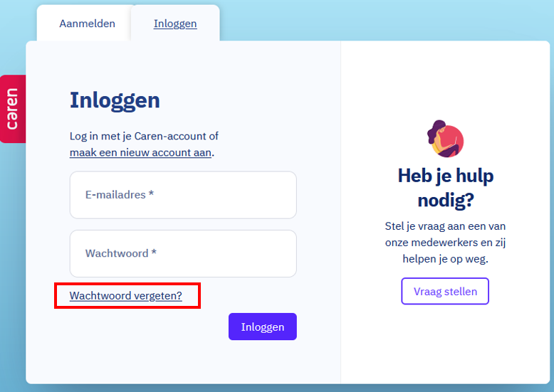 Wachtwoord vergeten op inlogscherm